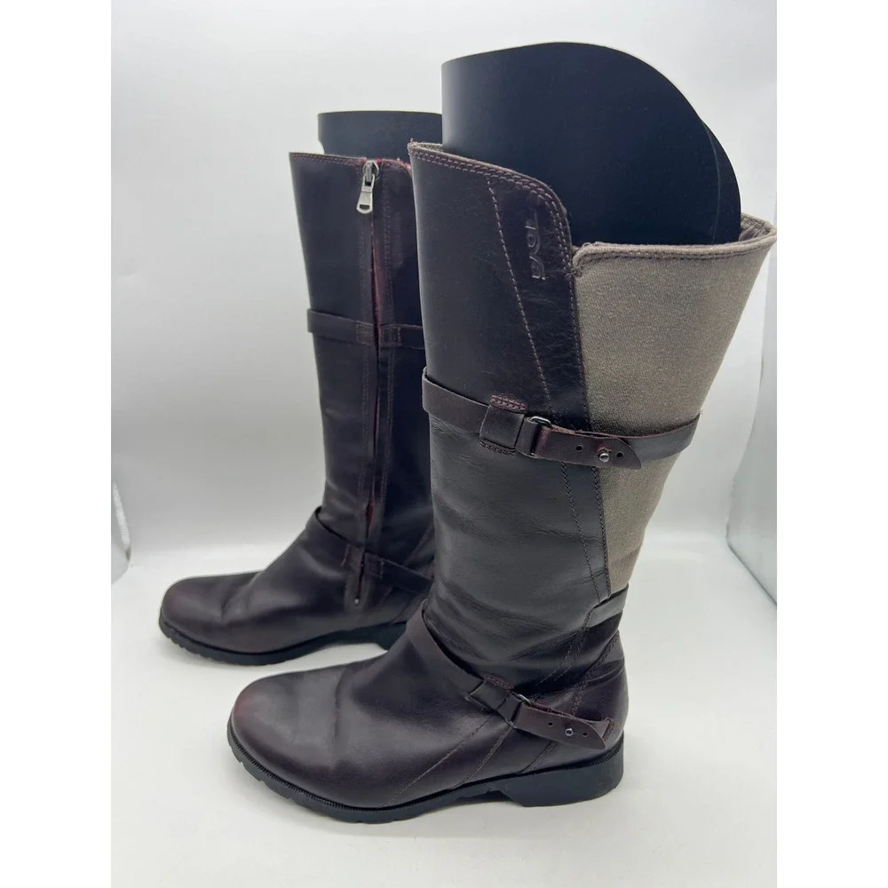 Gorpcore Teva‎ De La Vina Waterproof Leather Riding Boots 7 Brown Plum